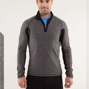Lululemon mens black quarter zip size XL "blaze" Heather black